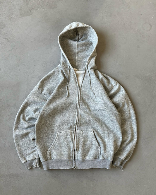 1980s - Grey Zip Up Hoodie - S/M