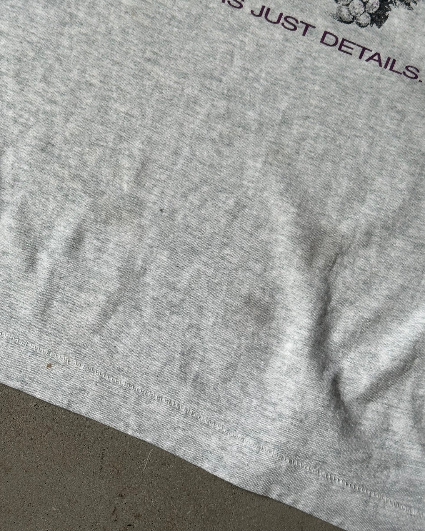 1990s - Ash Grey Wine Is Life T-Shirt - L
