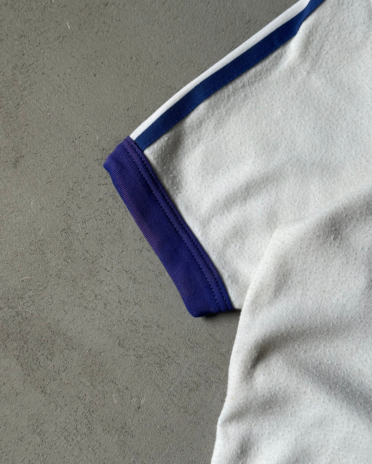 1970s - White/Blue Adidas Ringer T-Shirt - S