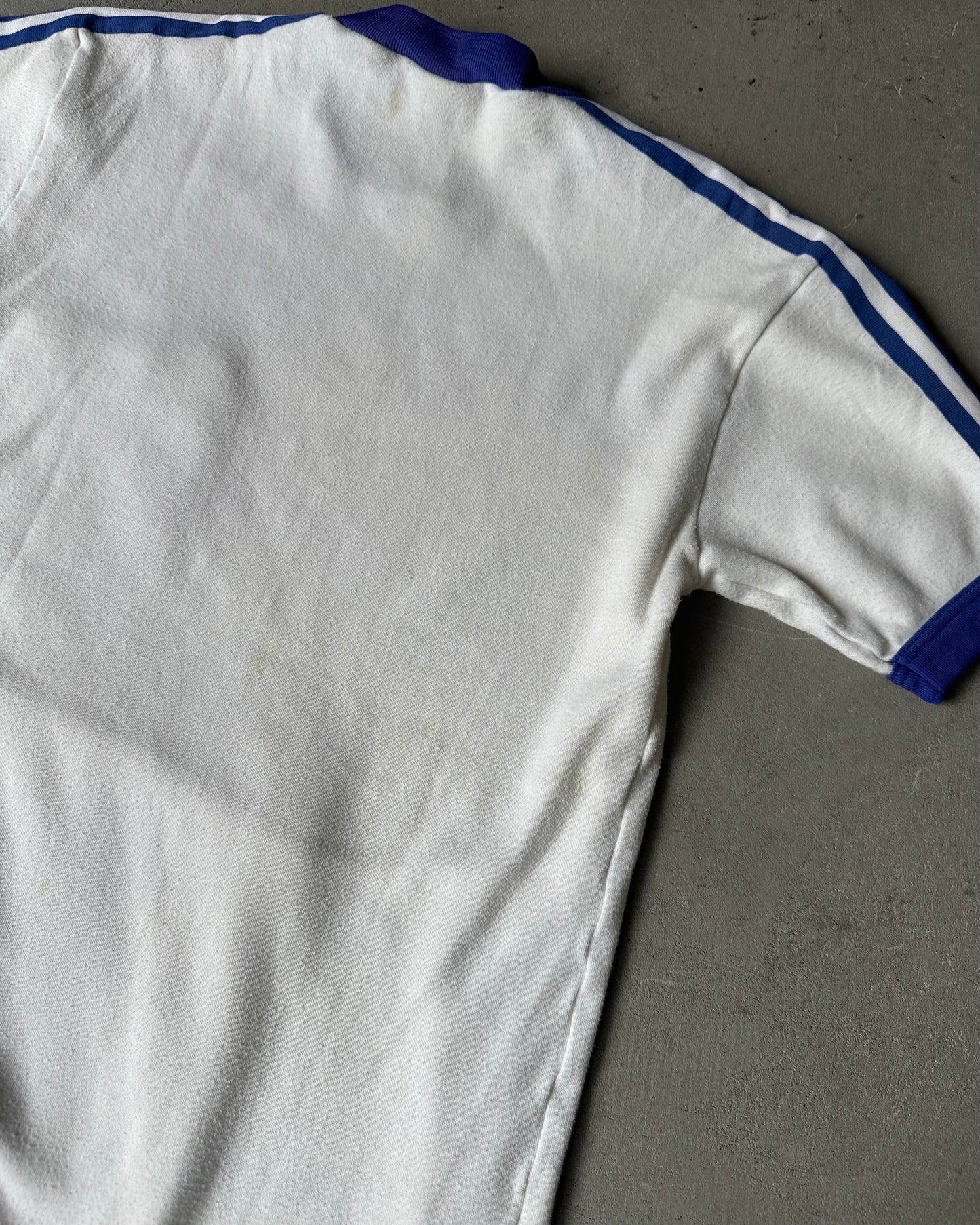 1970s - White/Blue Adidas Ringer T-Shirt - S