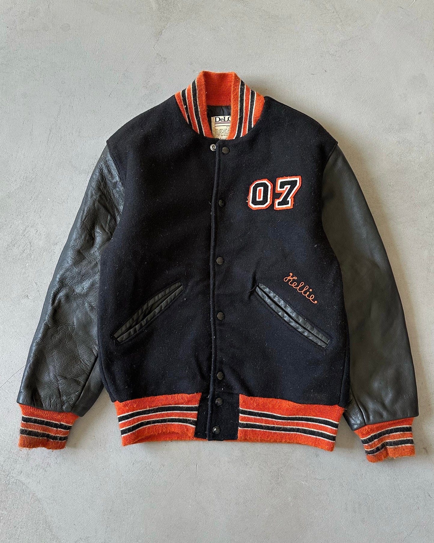 1980s - Black/Orange "Oyster Hoover" Varsity Jacket - S