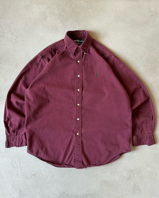 1990s - Burgundy Polo RL Blaire Shirt - M