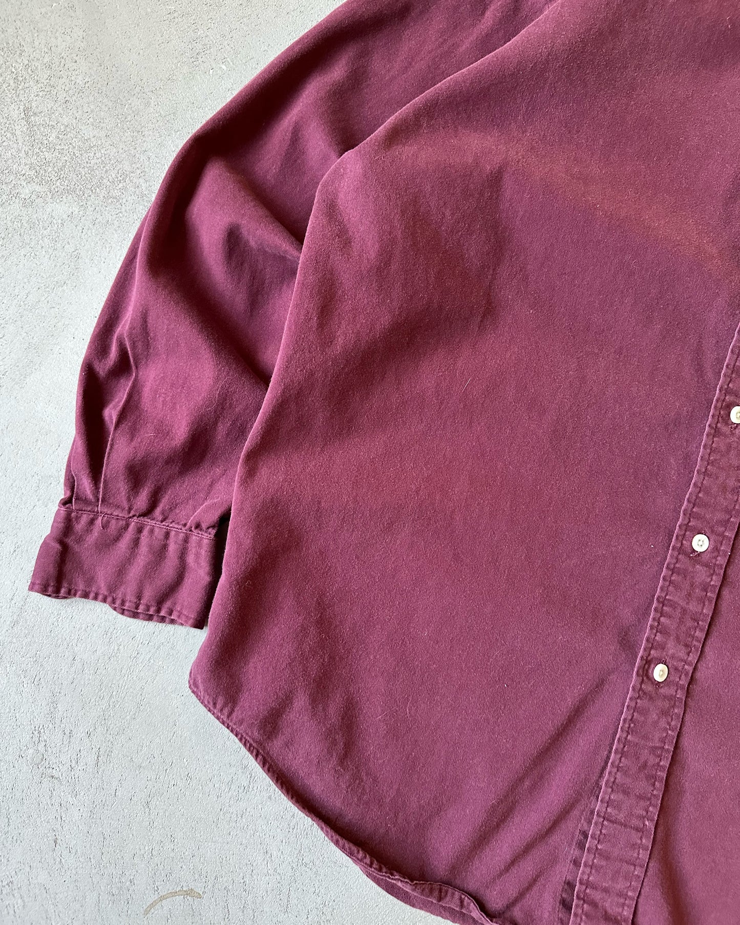 1990s - Burgundy Polo RL Blaire Shirt - M