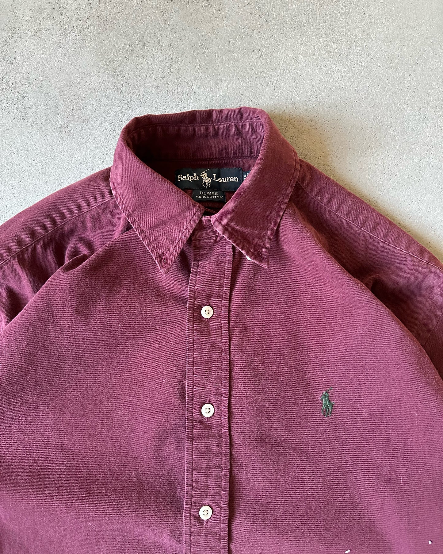 1990s - Burgundy Polo RL Blaire Shirt - M