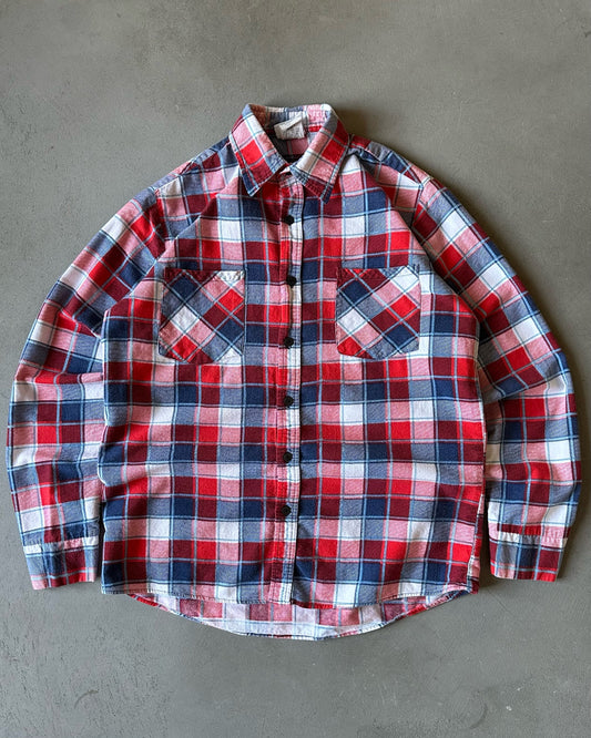 1990s - Blue/Red Plaid Flannel - M