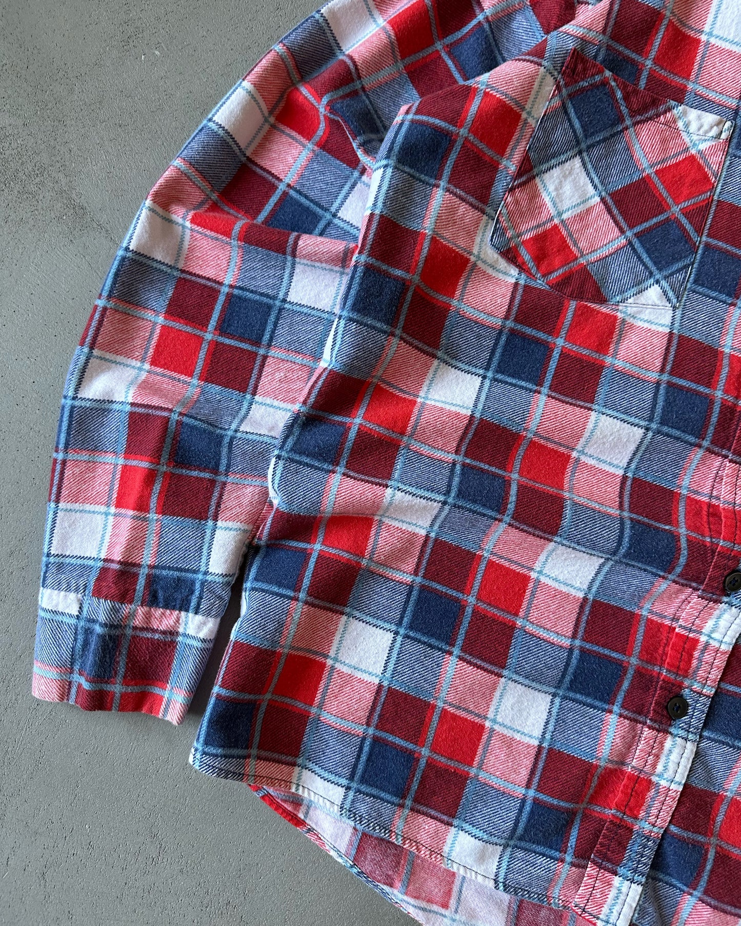 1990s - Blue/Red Plaid Flannel - M