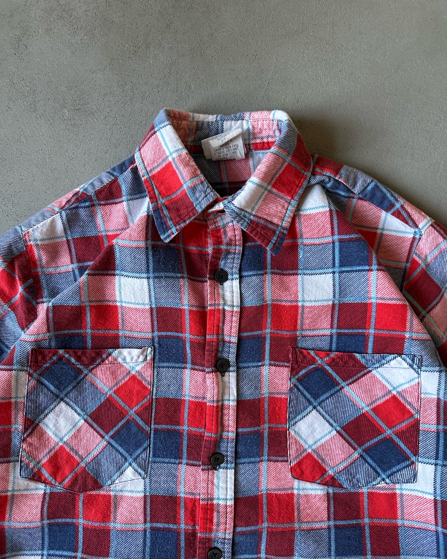 1990s - Blue/Red Plaid Flannel - M