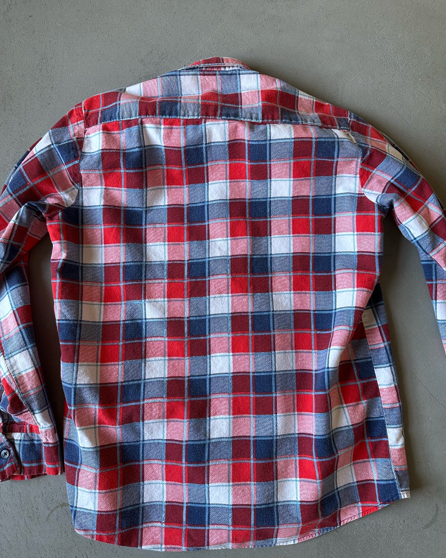 1990s - Blue/Red Plaid Flannel - M