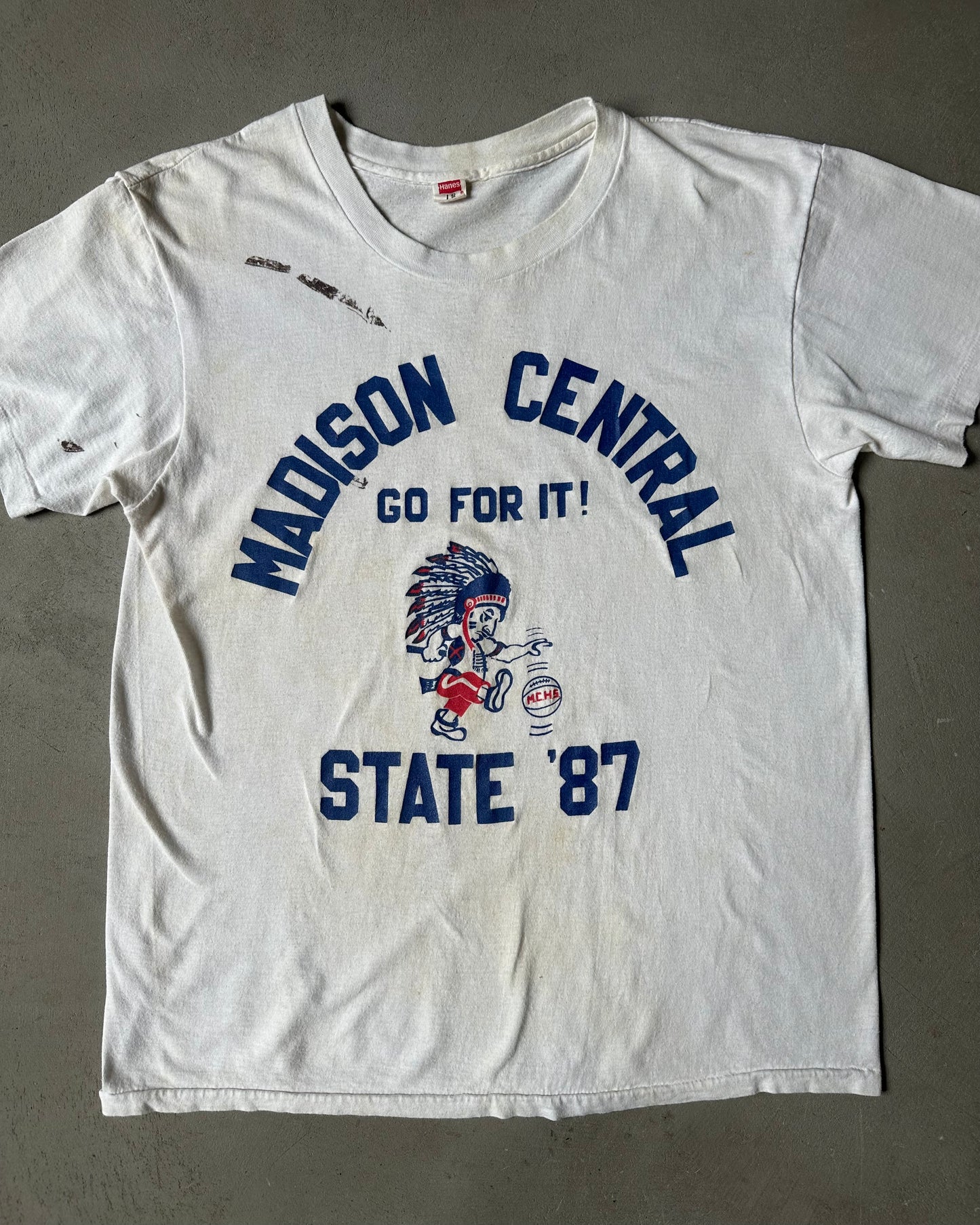 1970s - Distressed White Madison Central T-Shirt - M