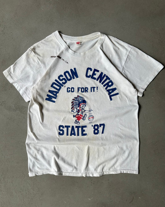 1970s - Distressed White Madison Central T-Shirt - M