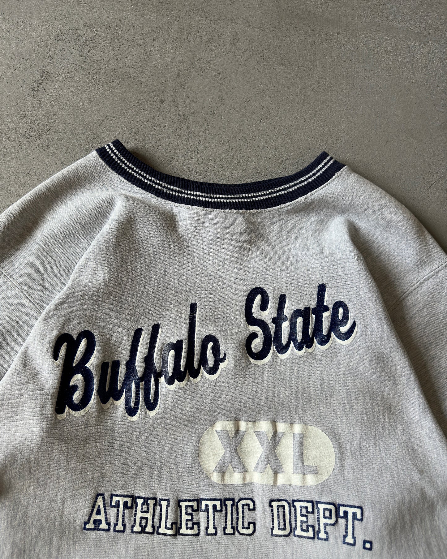 1990s - Grey/Navy Buffalo State Champion RW Crewneck - L