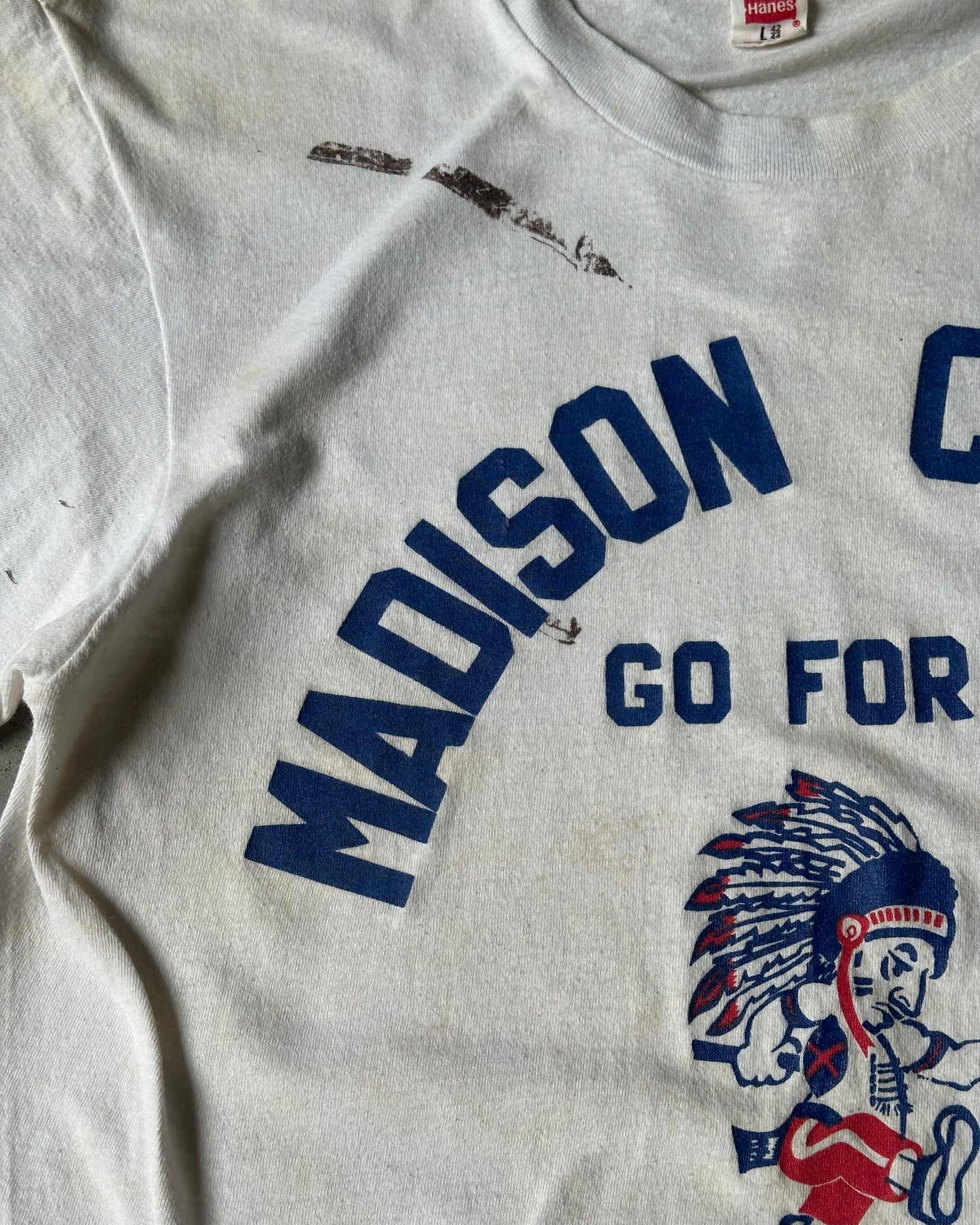 1970s - Distressed White Madison Central T-Shirt - M