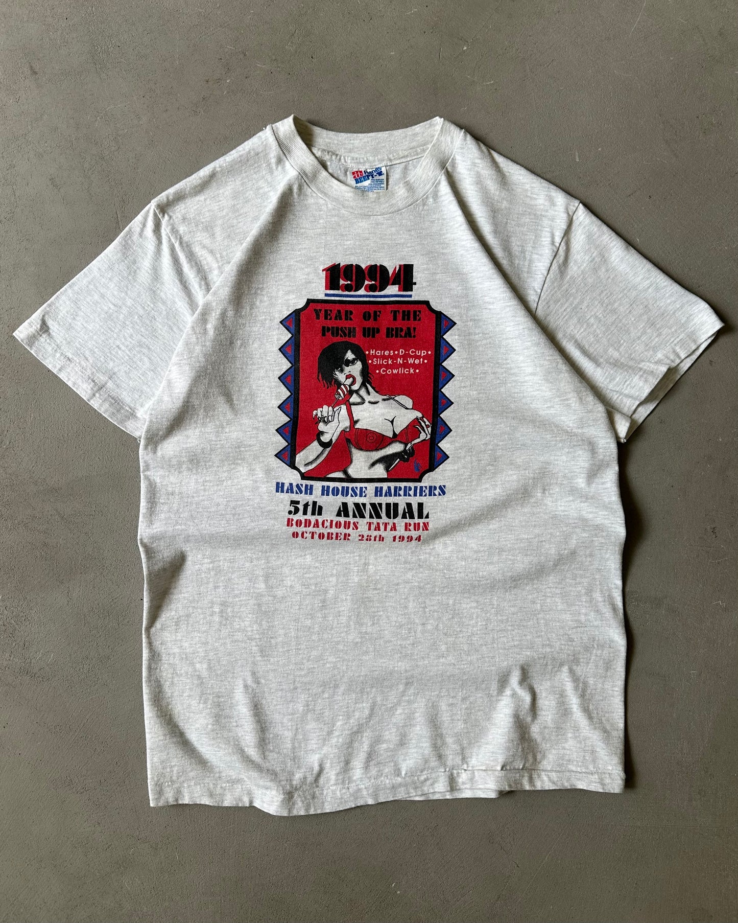 1990s - Ash Grey Push Up Bra T-Shirt - M