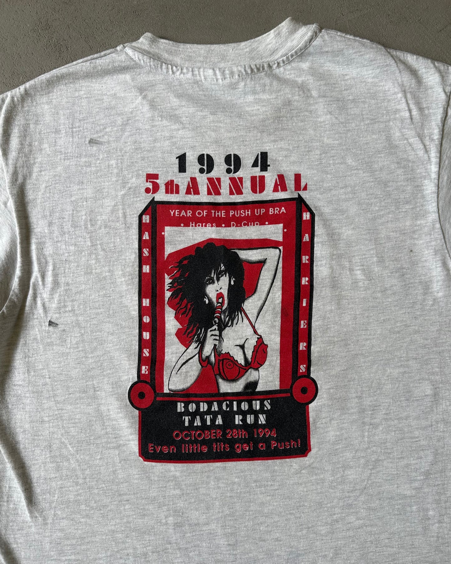 1990s - Ash Grey Push Up Bra T-Shirt - M