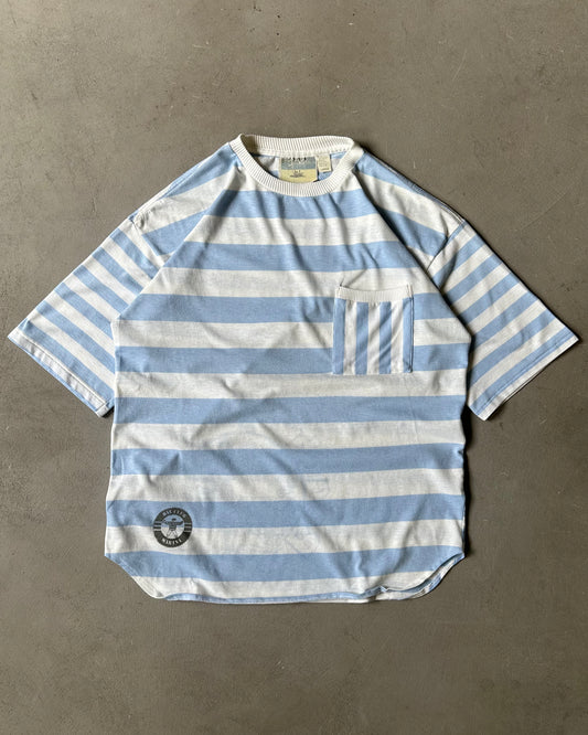 1990s - Blue/White Striped T-Shirt - M/L