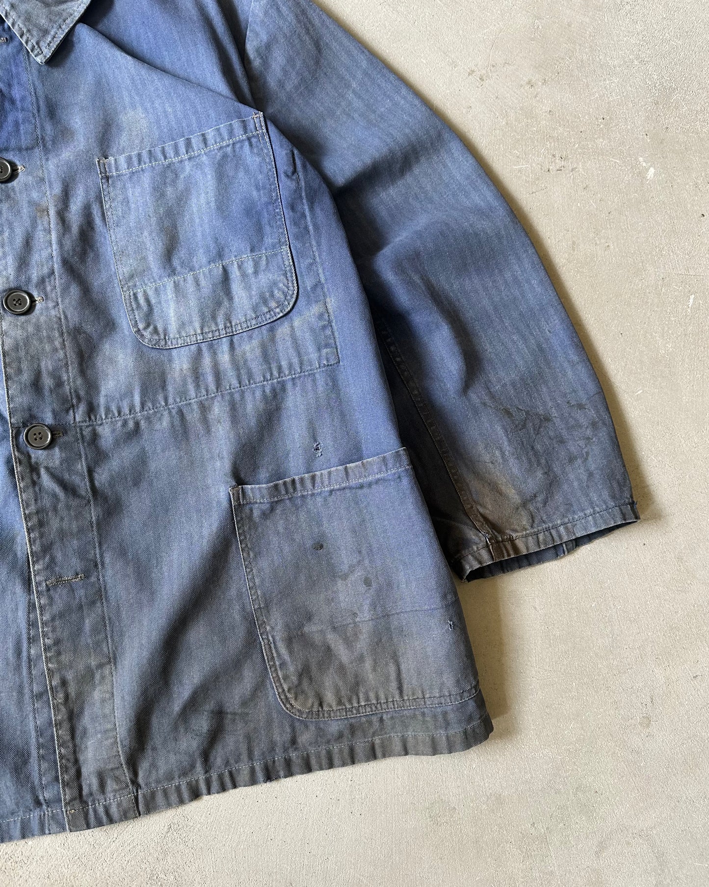 1970s - Distressed Navy HBT Euro Chore - XL(Short)
