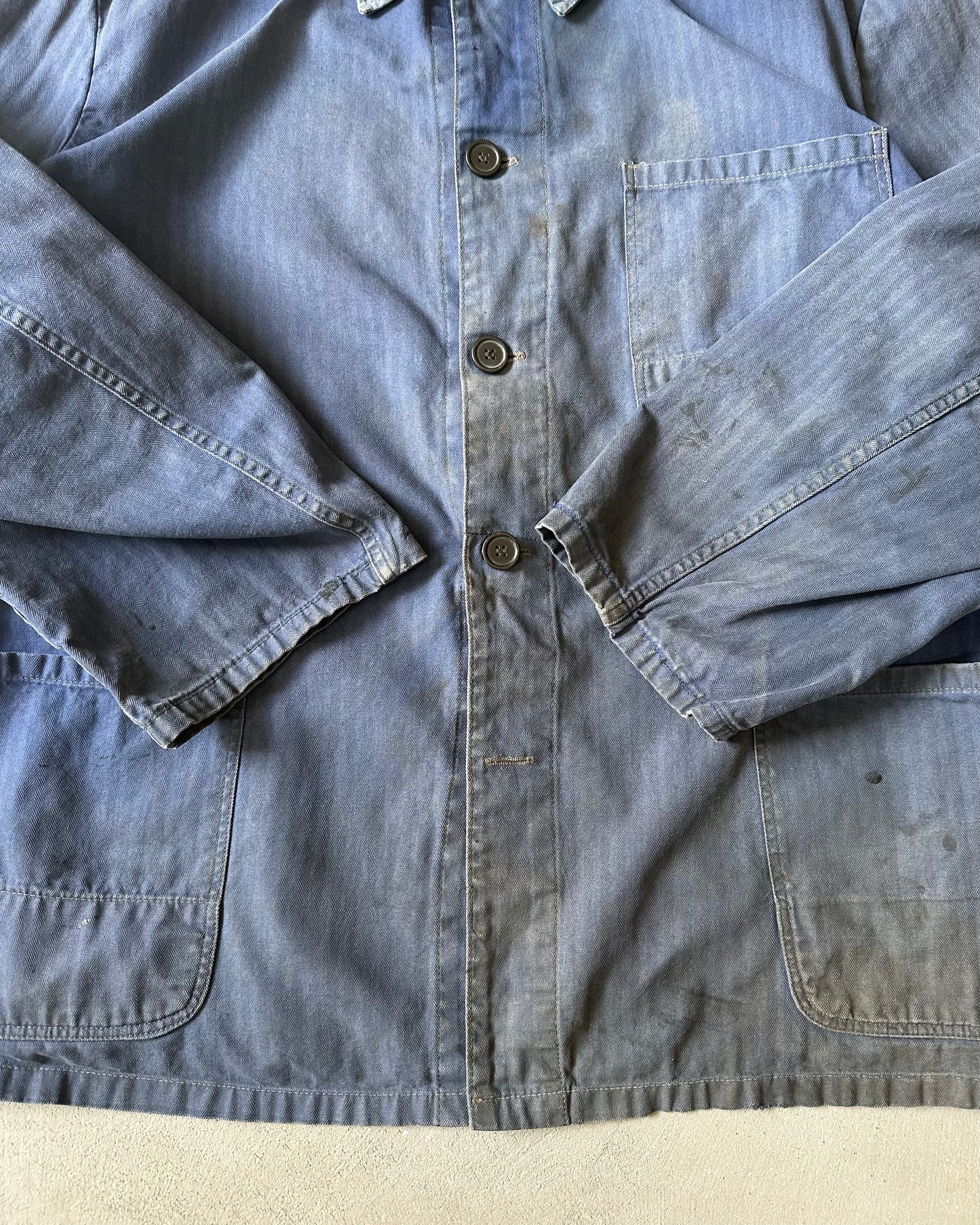 1970s - Distressed Navy HBT Euro Chore - XL(Short)