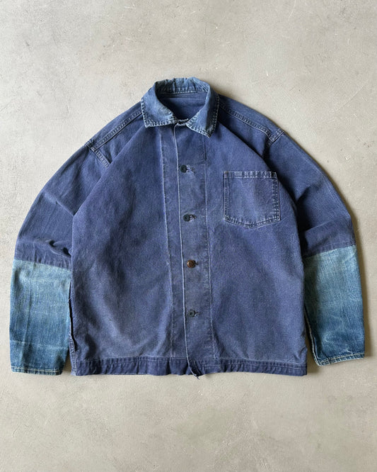 1970s - Faded Blue Moleskin Euro Chore - M