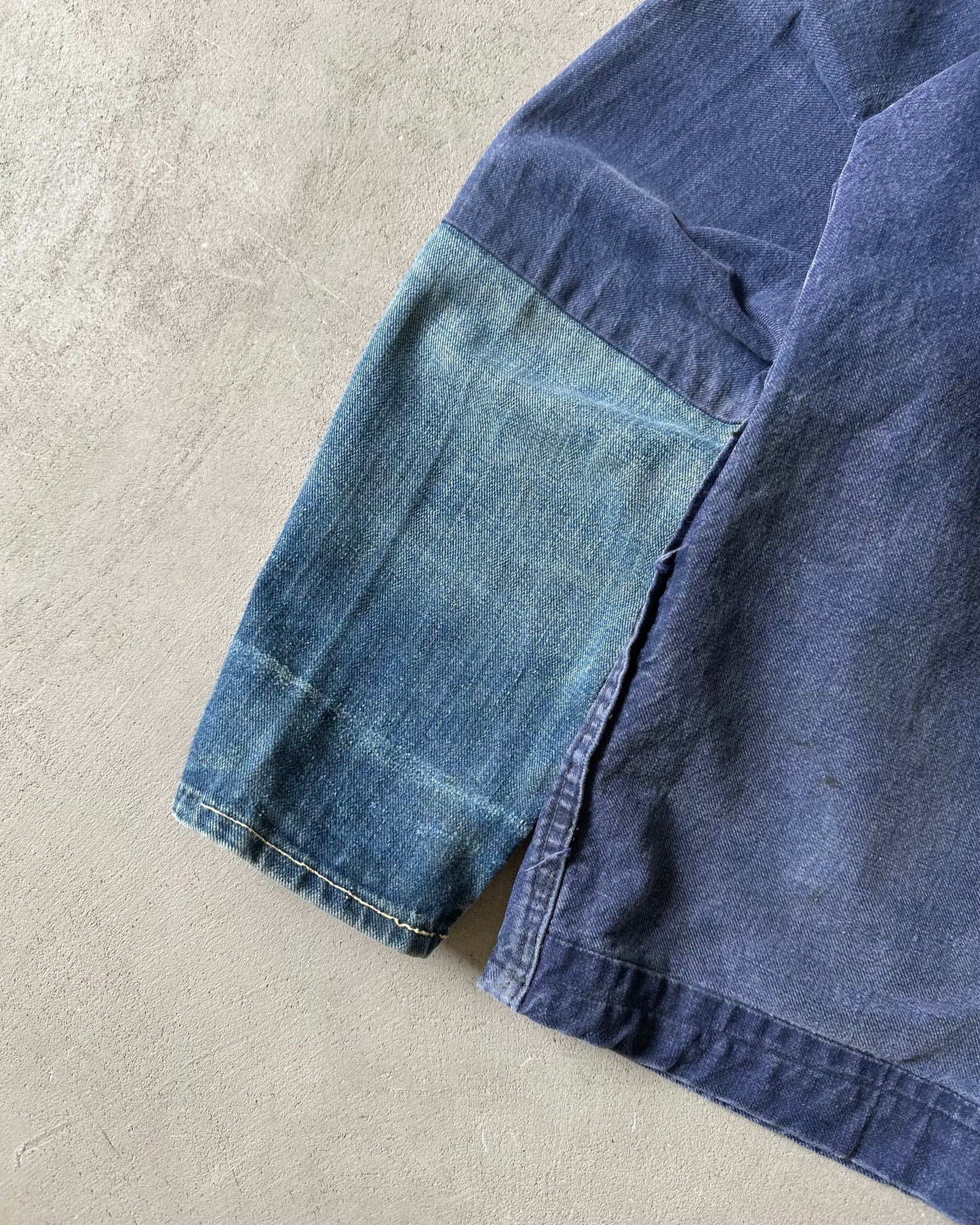 1970s - Faded Blue Moleskin Euro Chore - M