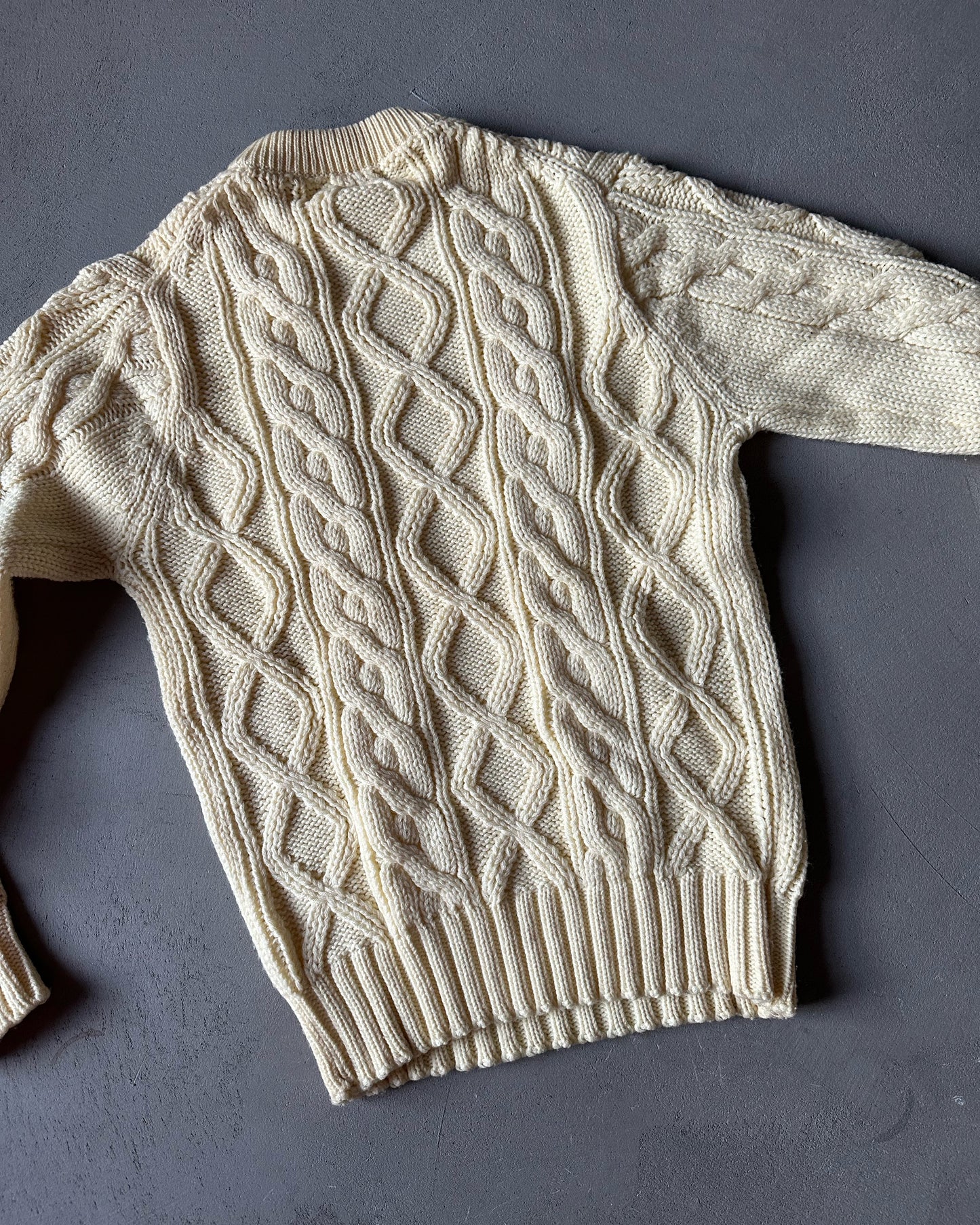 1970s - Cream Sears Cableknit Sweater - XS