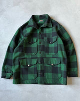 1970s - Green/Black Pendleton Plaid Wool Shacket - L