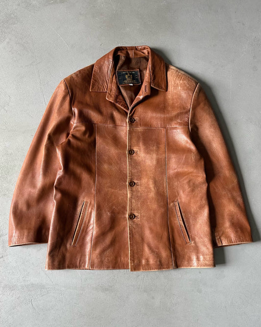 1980s - Cognac Italian Leather Jacket - M