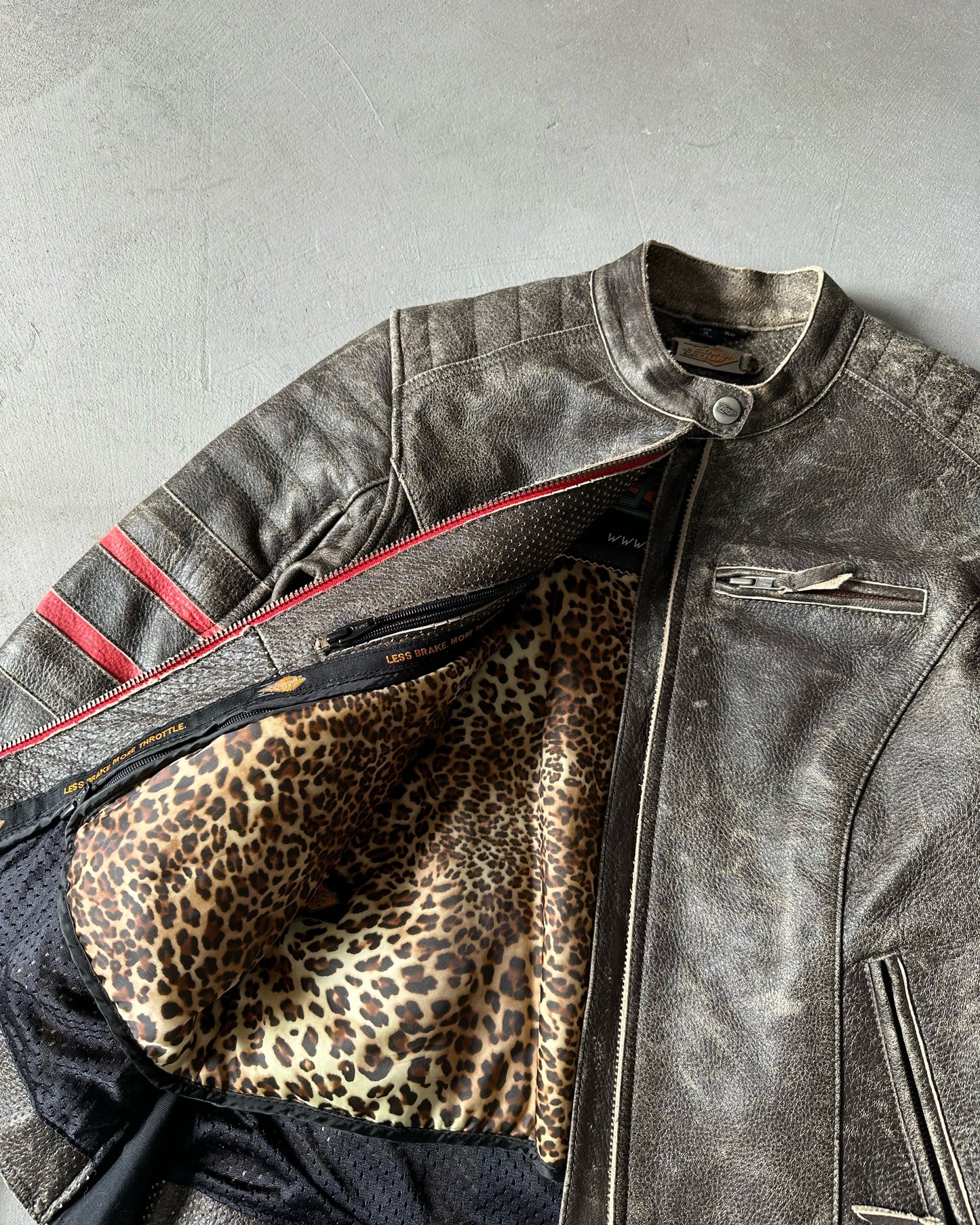 2000s - Faded Brown Moto Leather Jacket - (W)XS