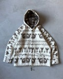 1990s - Cream/Brown Ecuadorian Wool Jacket - XL