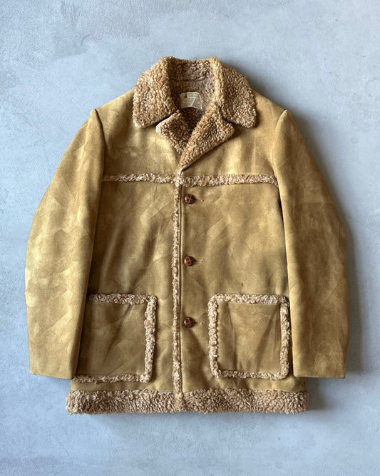 1970s - Tan Faux Sherpa Jacket - 40