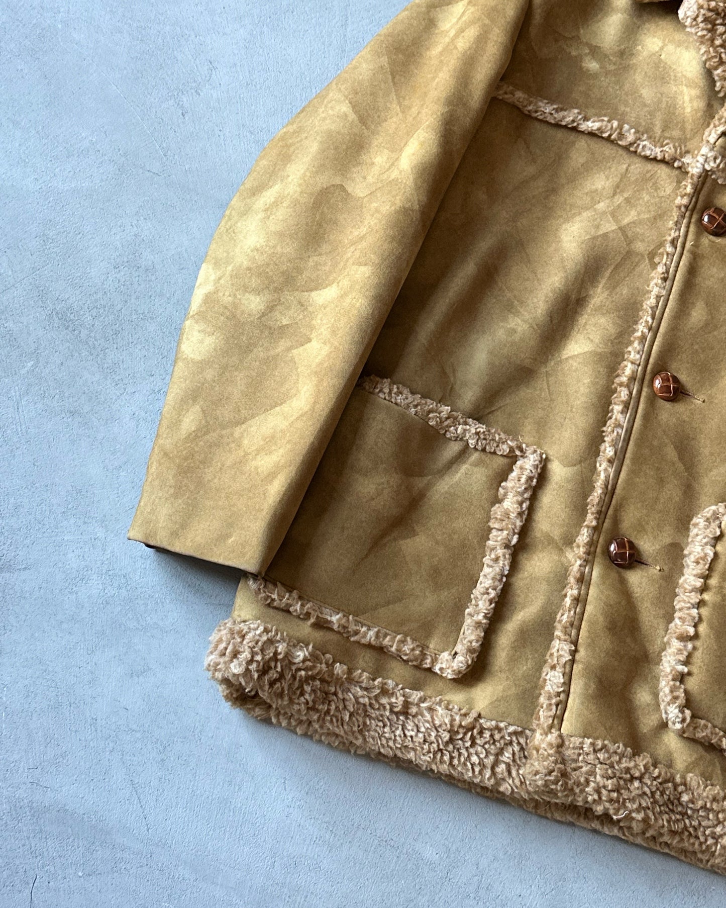 1970s - Tan Faux Sherpa Jacket - 40