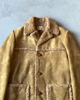 1970s - Tan Faux Sherpa Jacket - 40