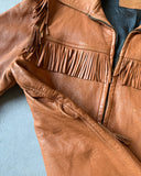 1980s - Caramel Tassel Leather Jacket - S