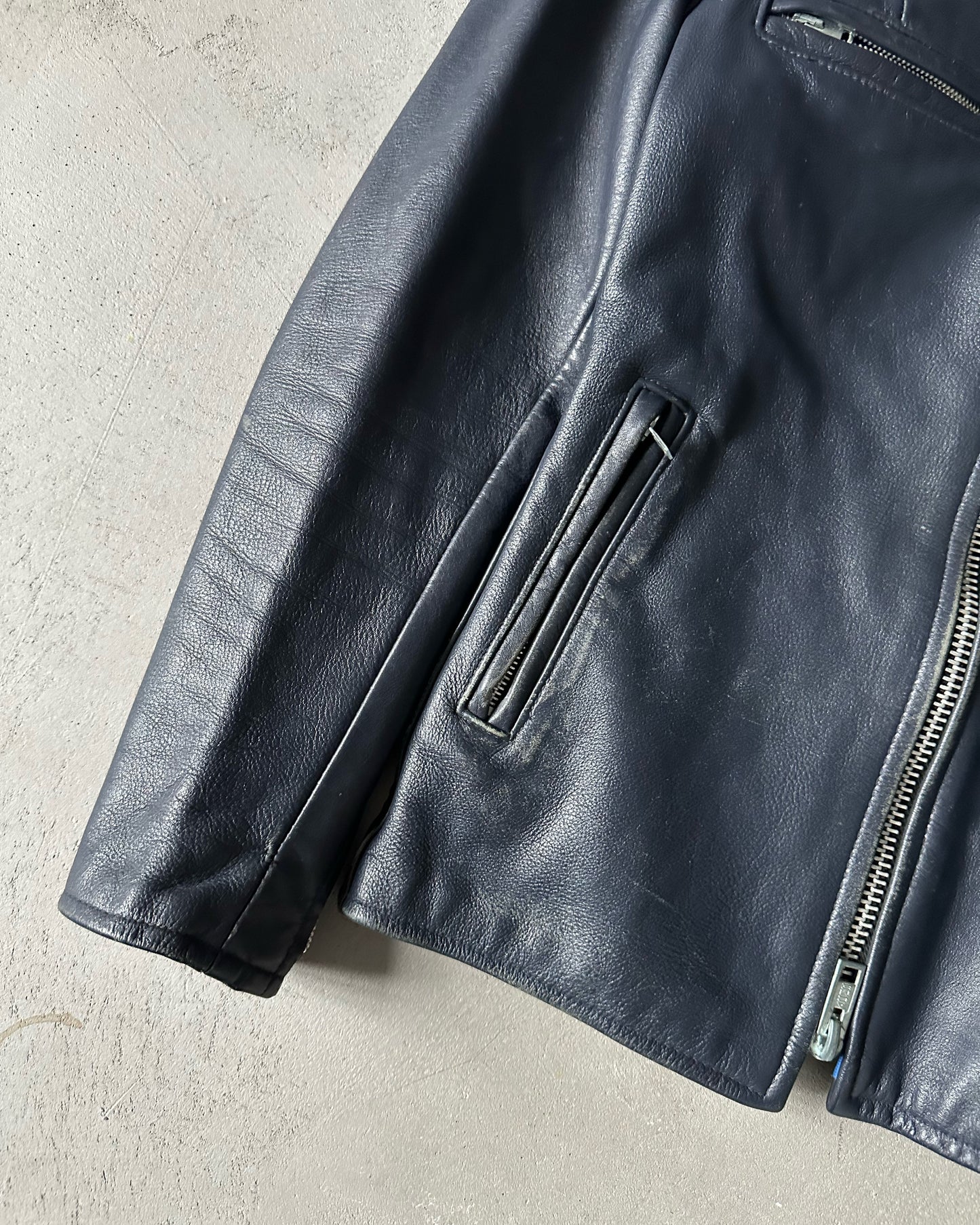 1970s - Dark Navy Brimaco Women's Leather Jacket - (W)XXS/XS