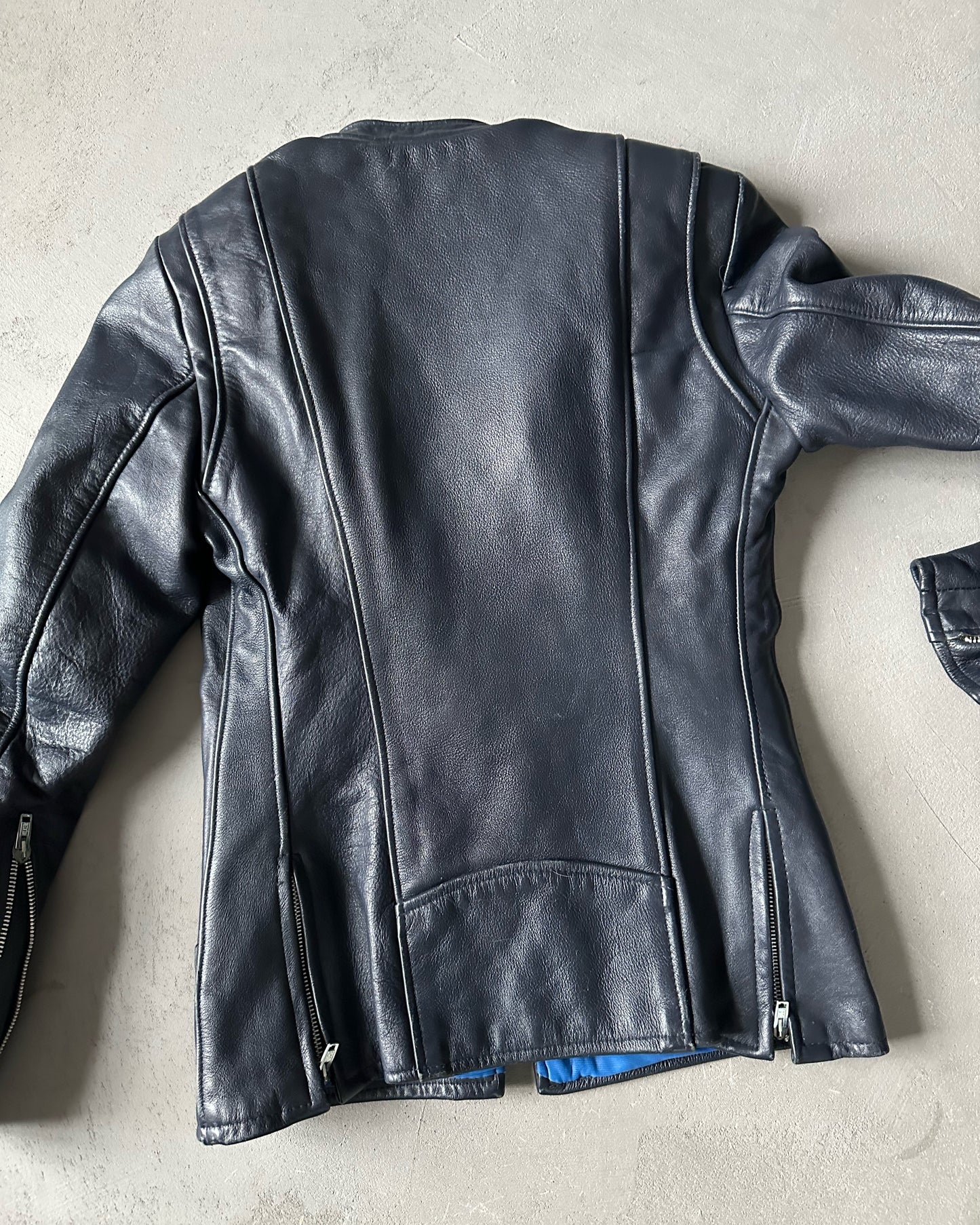 1970s - Dark Navy Brimaco Women's Leather Jacket - (W)XXS/XS