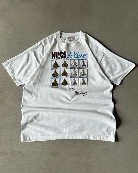 1990s - White "Hugs & Kisses" T-Shirt - XL
