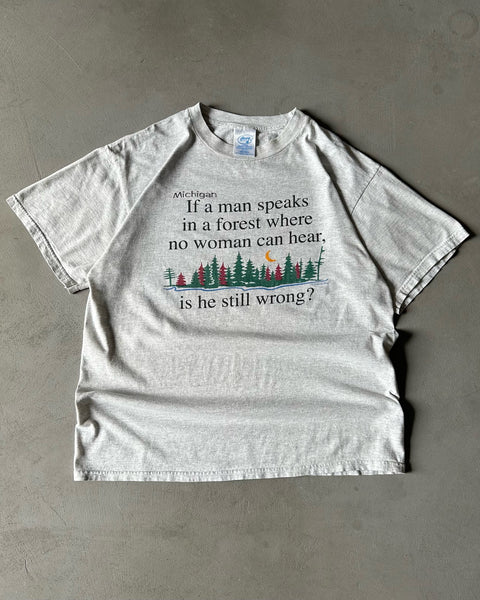 1990s - Ash Grey "Wrong?" T-Shirt - L