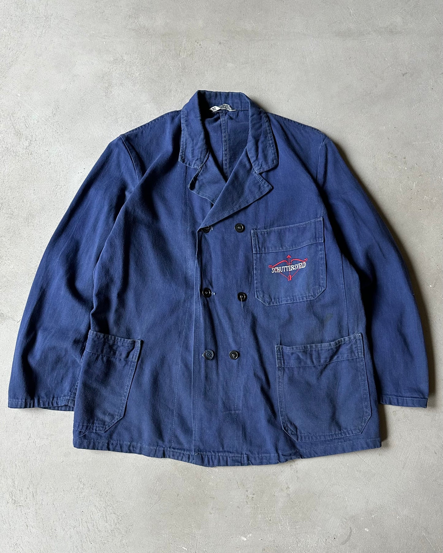 1960s - Blue Double Breasted Euro Chore - S/M