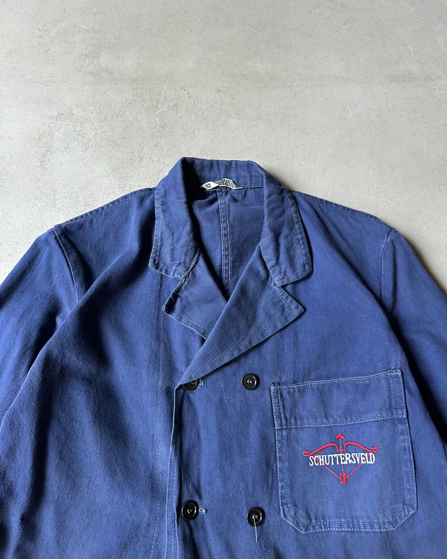 1960s - Blue Double Breasted Euro Chore - S/M