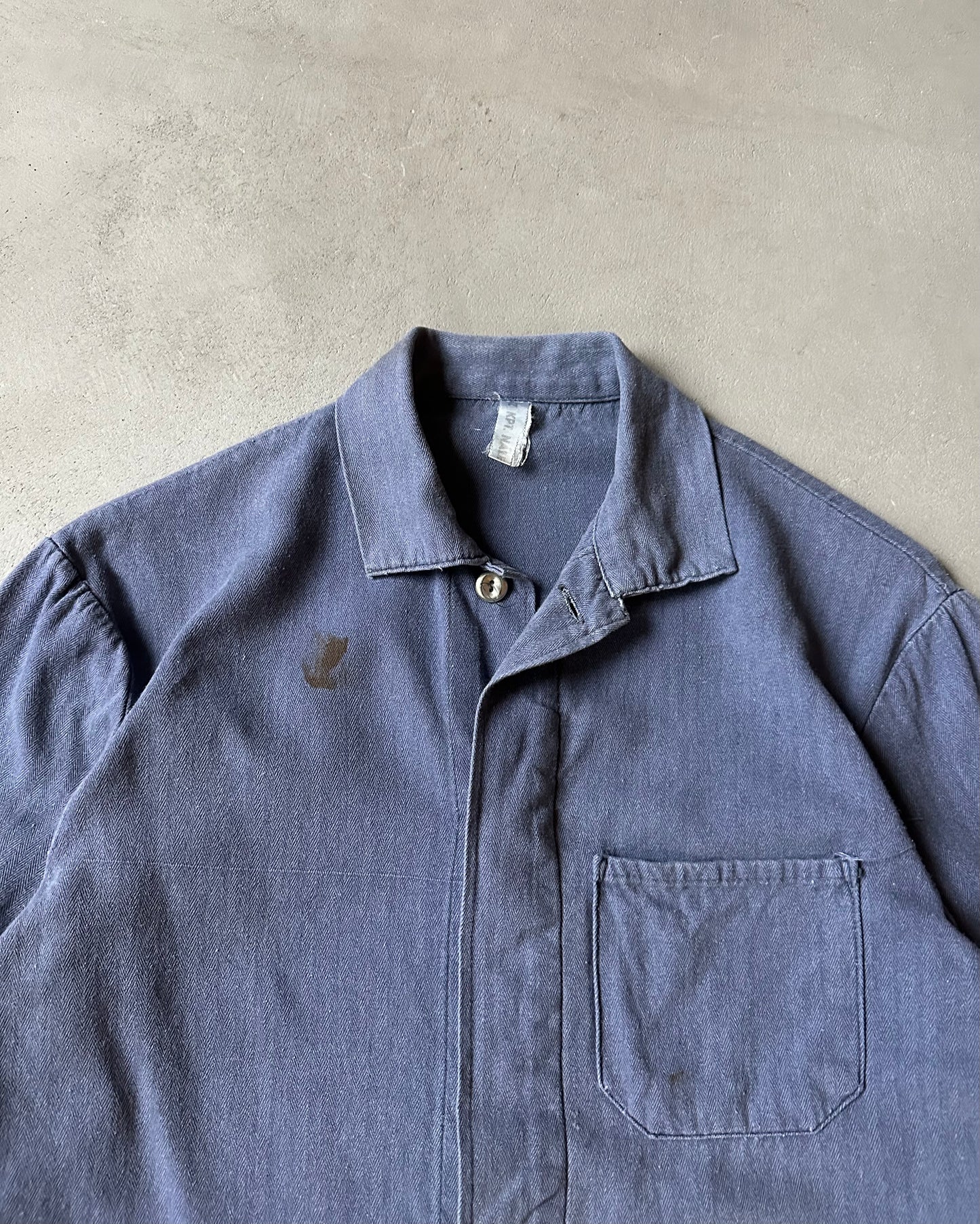 1980s - Distressed Blue Euro HBT Chore - S/M