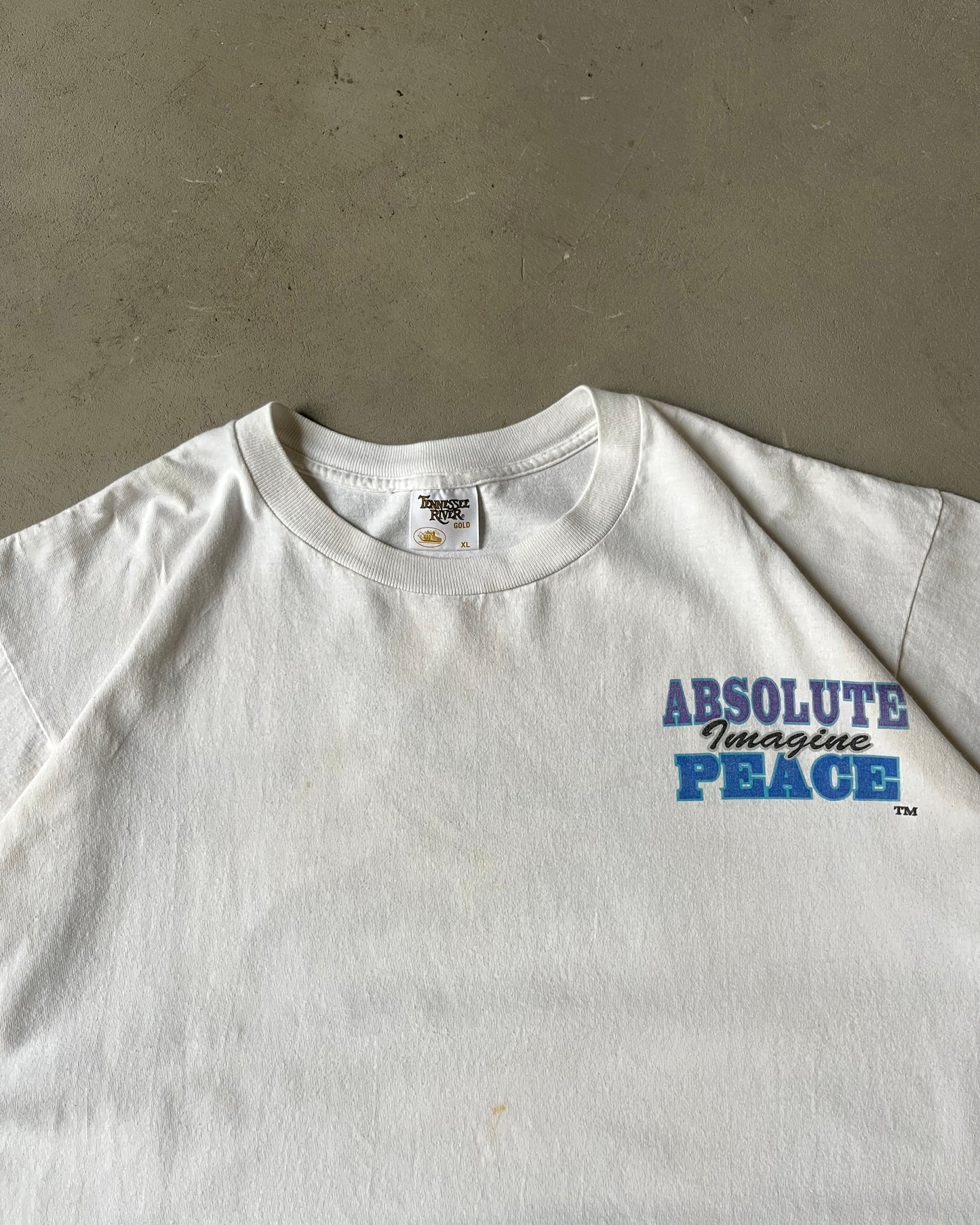 1990s - White Absolute Peace T-Shirt - XL