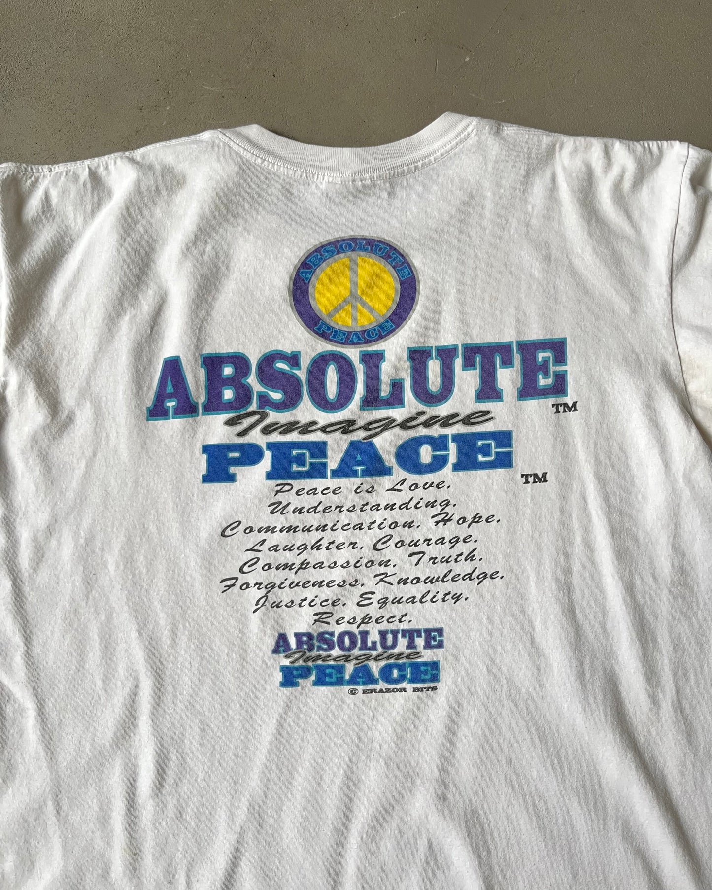 1990s - White Absolute Peace T-Shirt - XL