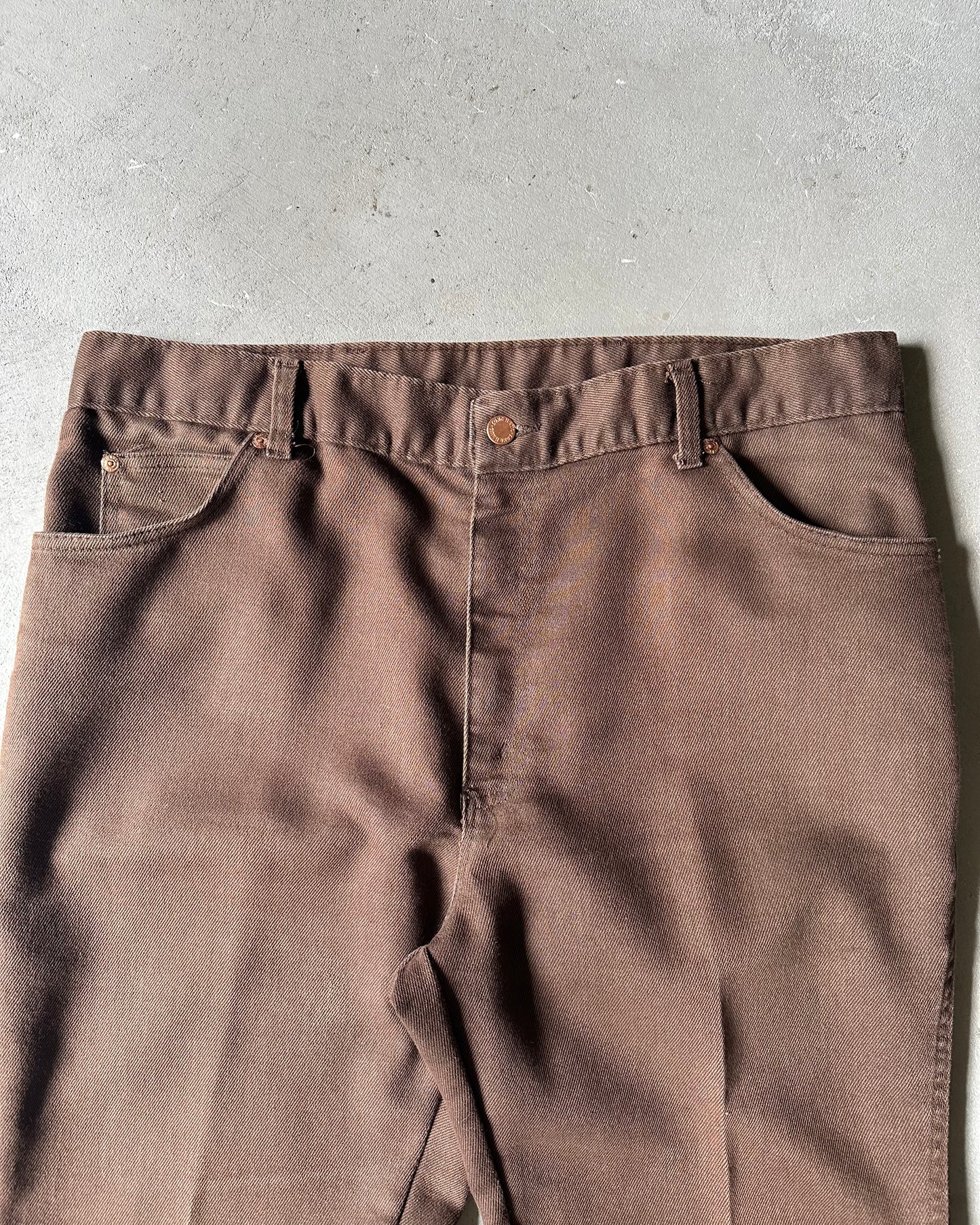 1980s - Brown Long Hole Trousers - 36x31