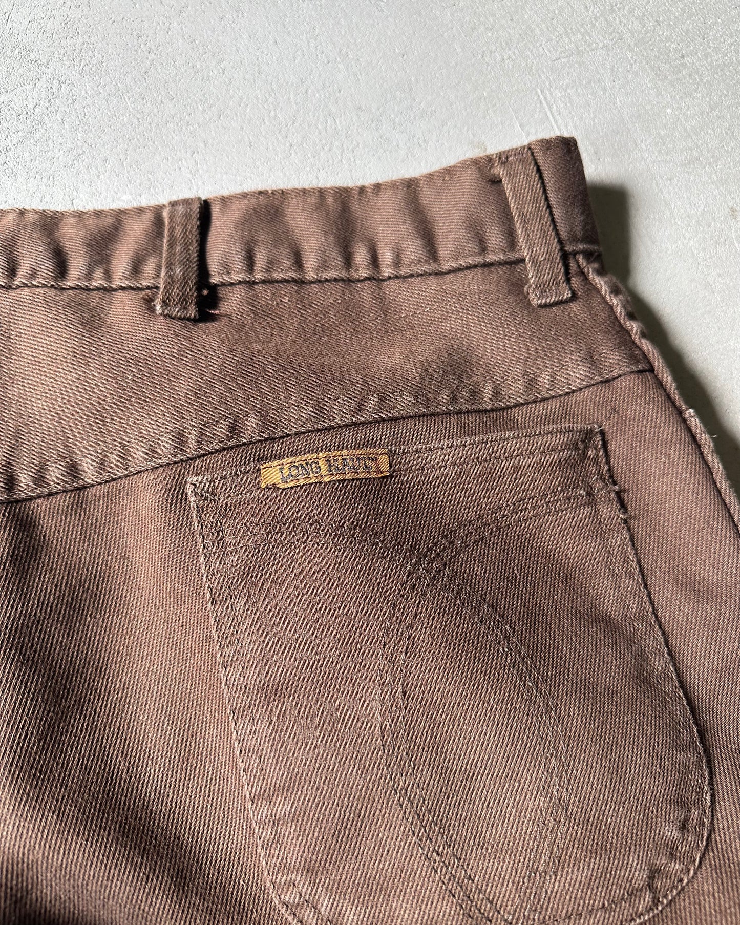 1980s - Brown Long Hole Trousers - 36x31