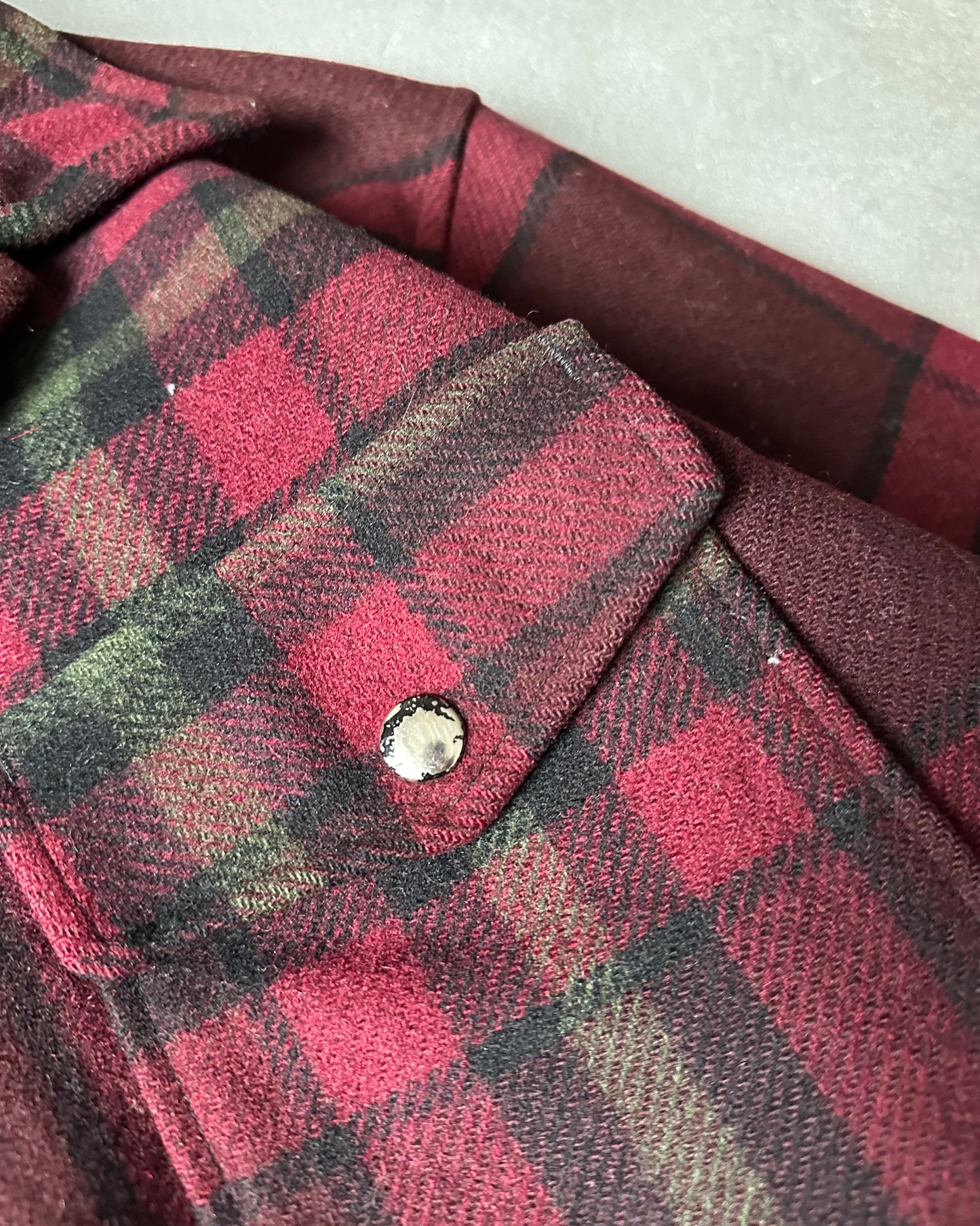 Années 80 - Surchemise en laine Pendleton à carreaux bordeaux/vert - S