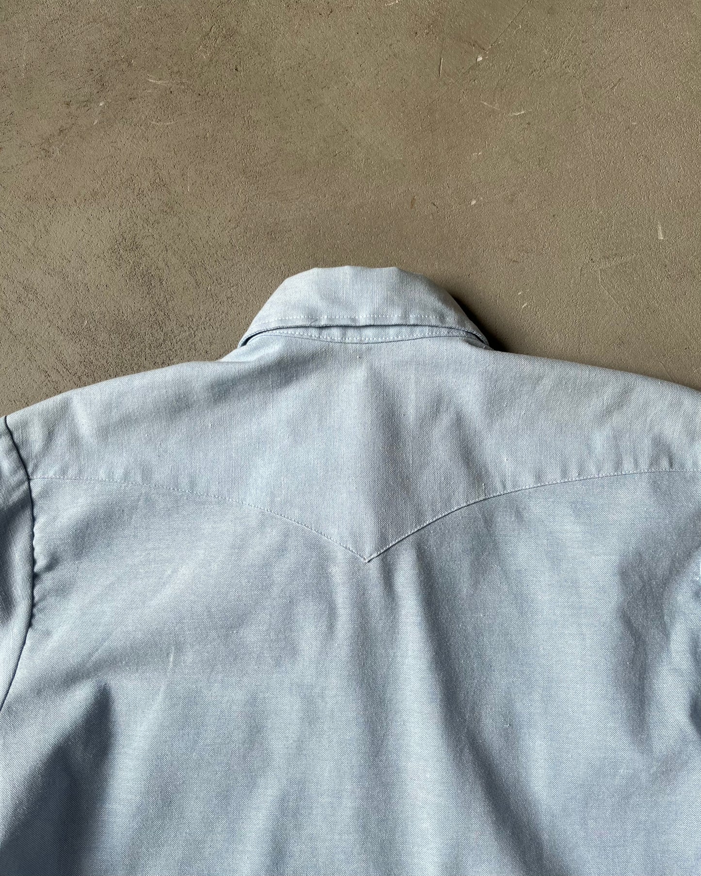 1980s - Blue Oxford Pearl Snap Shirt - S/M