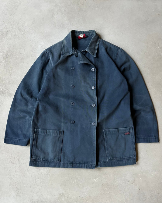 1990s - Navy Double Breasted Corsaire French Chore - L