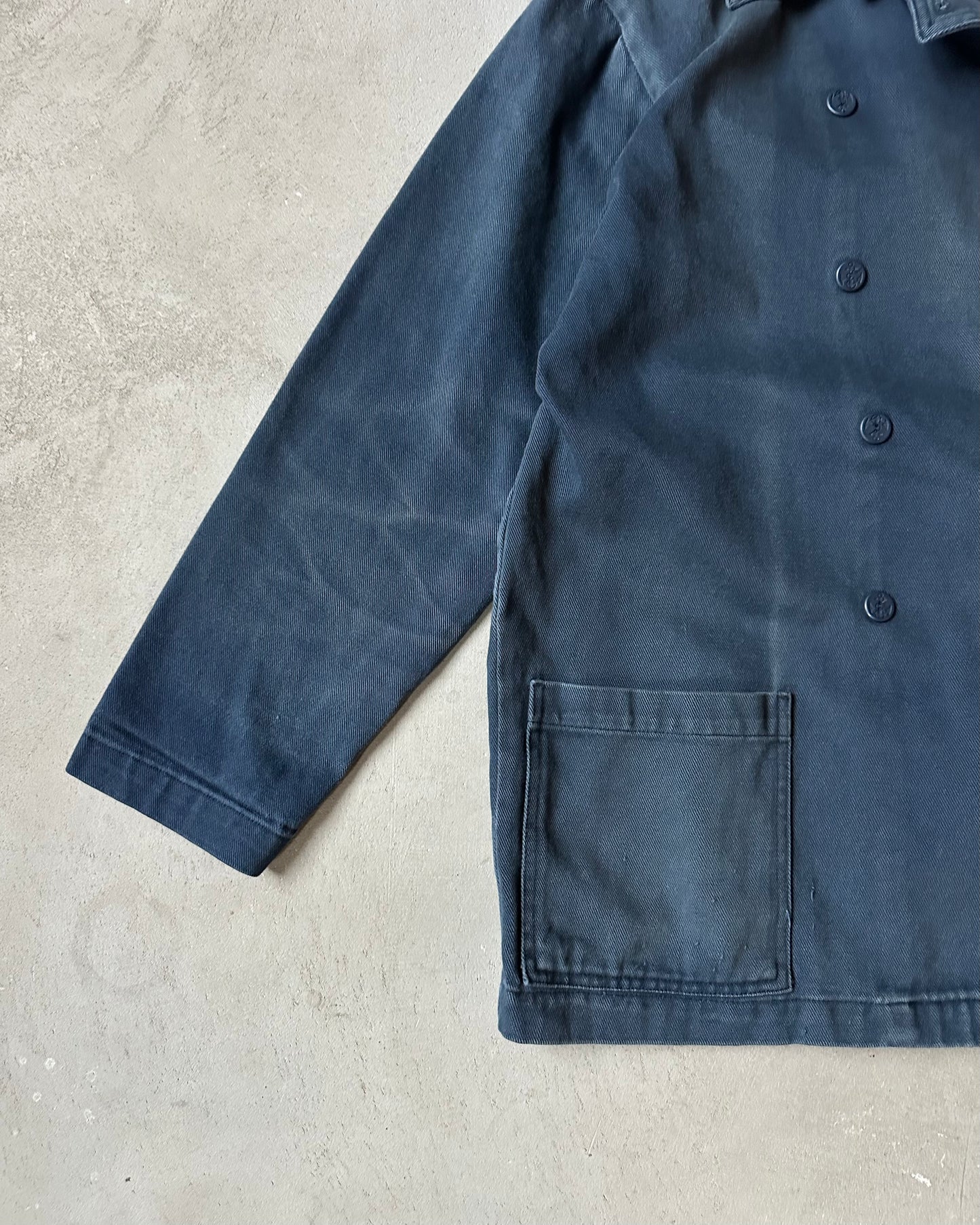 1990s - Navy Double Breasted Corsaire French Chore - L