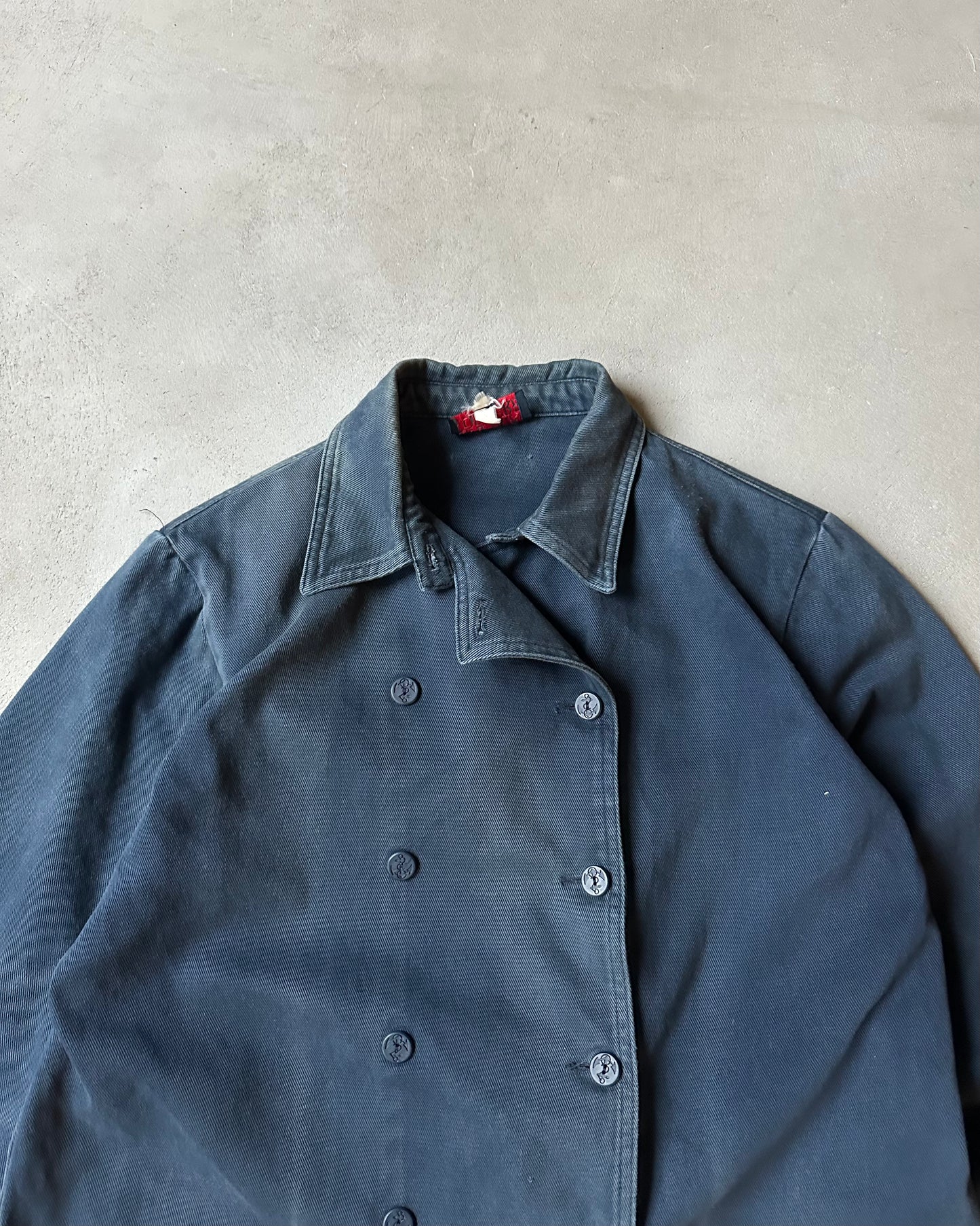 1990s - Navy Double Breasted Corsaire French Chore - L