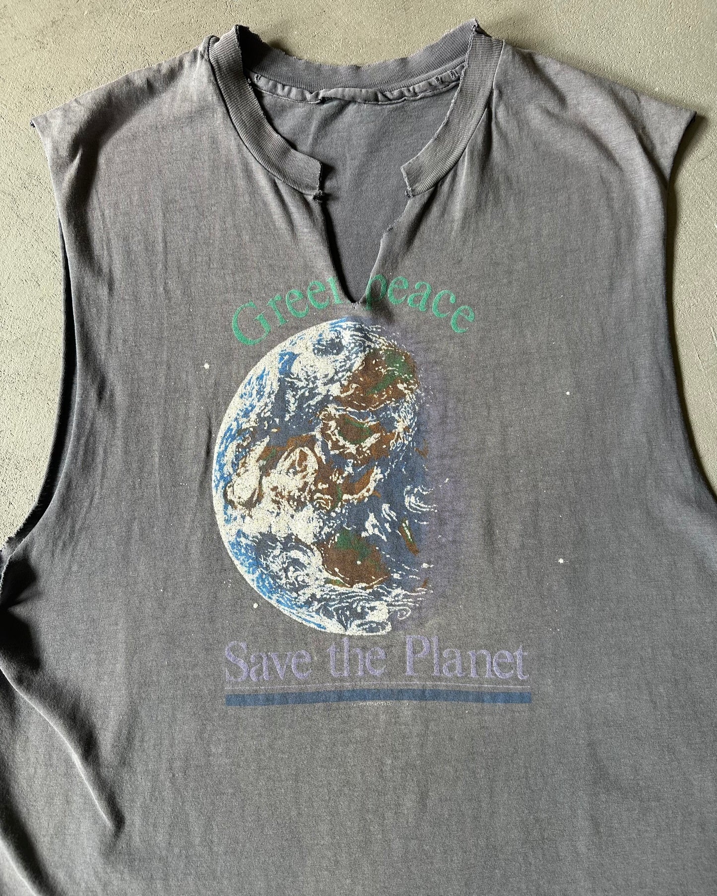 1990s - Distressed Greenpeace Cut Off Tank Top - L