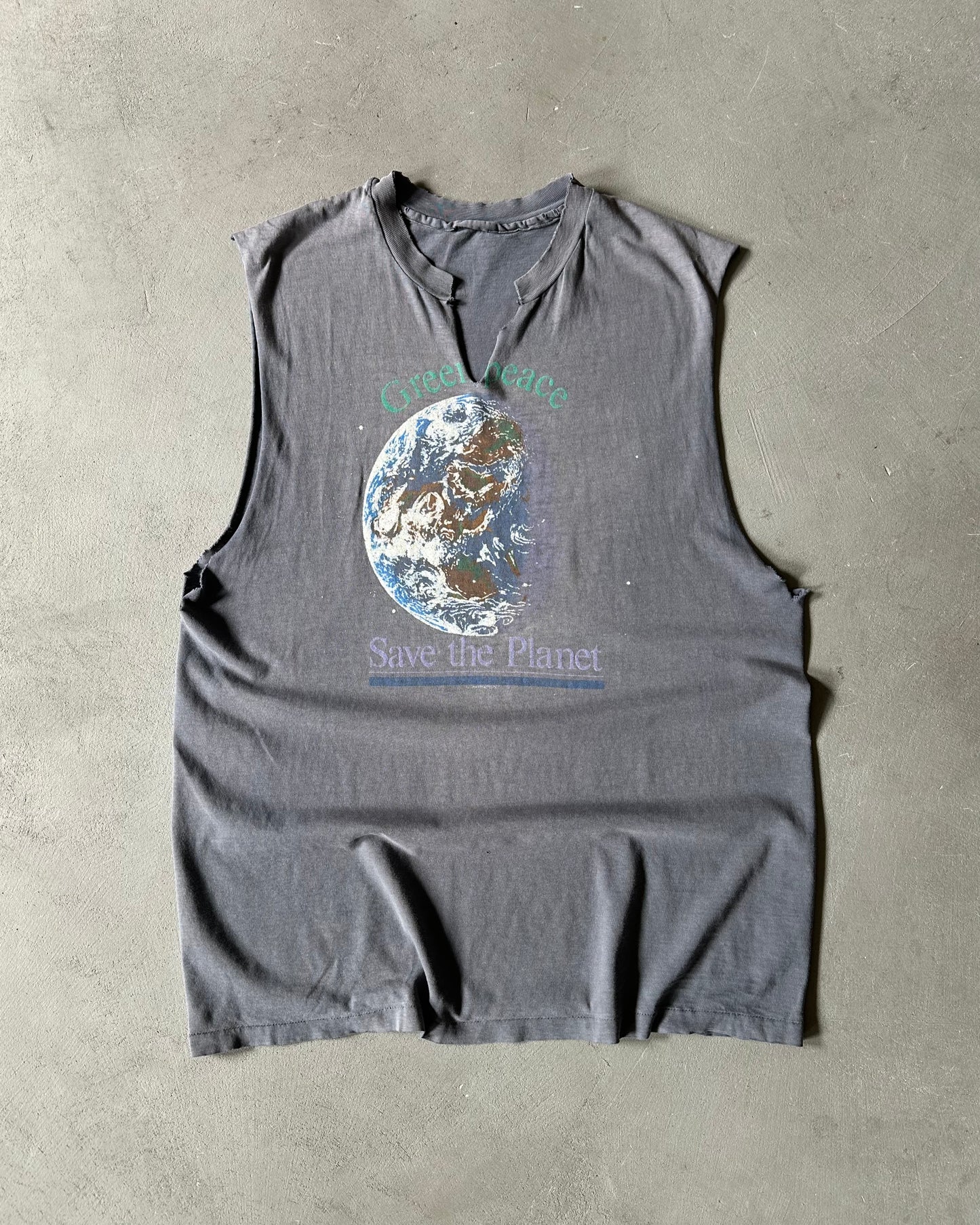 1990s - Distressed Greenpeace Cut Off Tank Top - L
